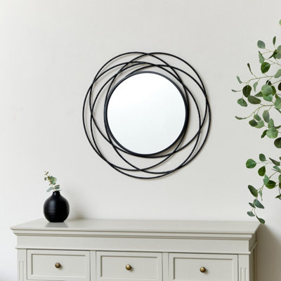 Melody Maison Black Swirl Wall Mirror - 70cm x 70cm