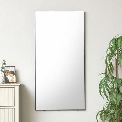 Melody Maison Black Thin Framed Rectangle Wall Mirror 110cm x 55cm