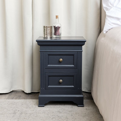 Melody Maison Black Two Drawer Bedside Table - Daventry Black Range