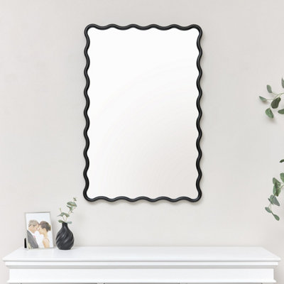 Melody Maison Black Wave Framed Wall Mirror 90cm x 60cm