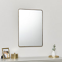 Melody Maison Brushed Gold Thin Framed Wall Mirror 50cm x 75cm