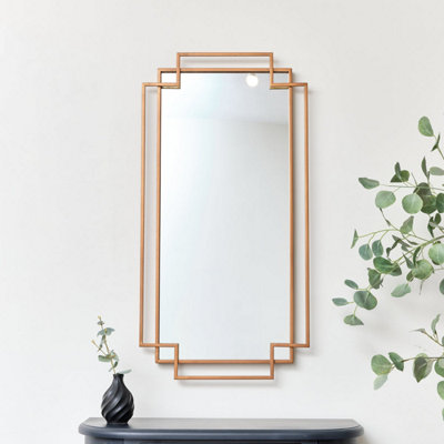 Melody Maison Copper Foiled Geometric Wall Mirror 94cm x 48cm