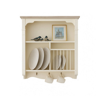 Melody Maison Cream Wall Mounted Plate Rack - Lyon Range