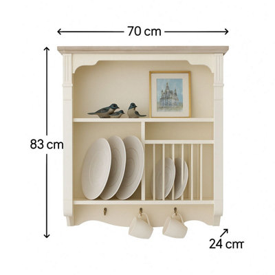Melody Maison Cream Wall Mounted Plate Rack - Lyon Range