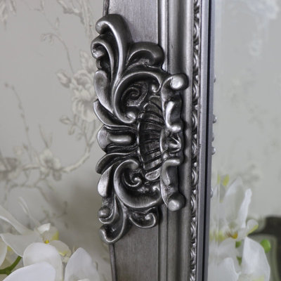 Melody Maison Extra, Extra Large Ornate Antique Silver Full Length Wall/Floor Mirror 85cm x 210cm