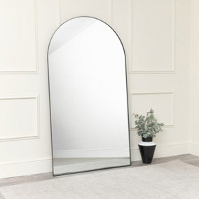 Melody Maison Extra Large Black Arched Leaner Mirror 180cm x 100cm