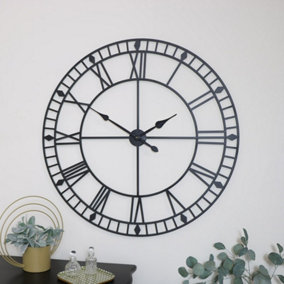 Melody Maison Extra Large Black Metal Skeleton Clock 100cm x 100cm