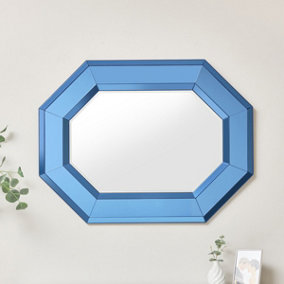 Melody Maison Extra Large Geometric Blue Glass Mirror 105cm x 80cm