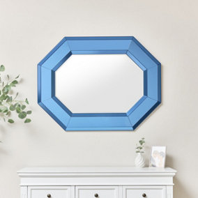 Melody Maison Extra Large Geometric Blue Glass Mirror 105cm x 80cm