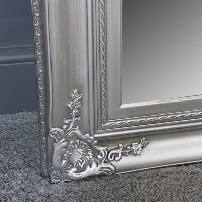 Melody Maison Extra Large Ornate Silver Wall / Floor / Leaner Mirror 100cm x 200cm