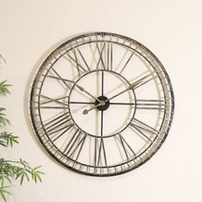 Melody Maison Extra Large Rustic Gold Skeleton Wall Clock 102cm x 102cm