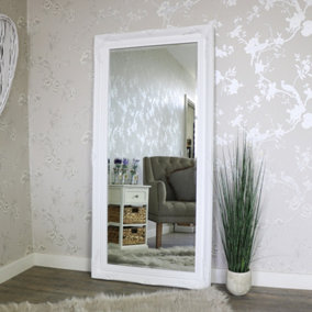 Melody Maison Extra Large White Ornate Wall/Floor Mirror 158cm x 78cm