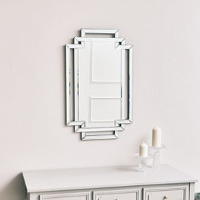 Melody Maison Glass Framed Art Deco Rectangle Wall Mirror - 80cm x 50cm