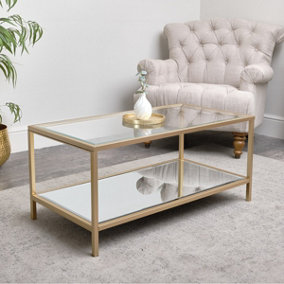 Melody Maison Gold Glass & Mirrored Coffee Table