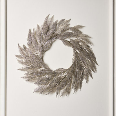 Melody Maison Gold Glitter Leaf Christmas Wreath - 50cm