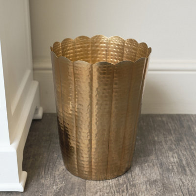 Melody Maison Gold Hammered Metal Waste Bin