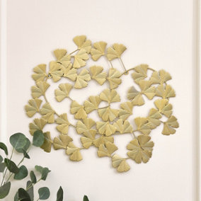 Melody Maison Gold Lotus Leaf Wall Art - 52cm x 42cm