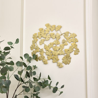 Melody Maison Gold Lotus Leaf Wall Art - 52cm x 42cm