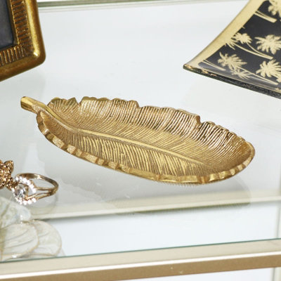 Melody Maison Gold Metal Feather Trinket Dish