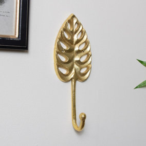 Melody Maison Gold Monstera Lilly Leaf Wall Hook