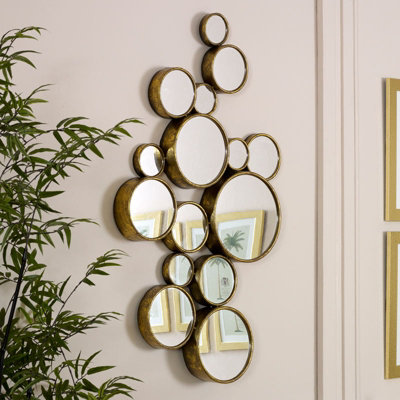 Melody Maison Gold Multi Circle Wall Mirror 61cm x 103cm