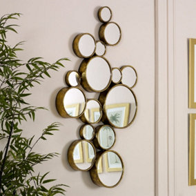 Melody Maison Gold Multi Circle Wall Mirror 61cm x 103cm