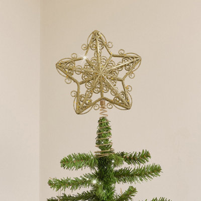 Melody Maison Gold Ornate Glitter Star Christmas Tree Topper | DIY at B&Q