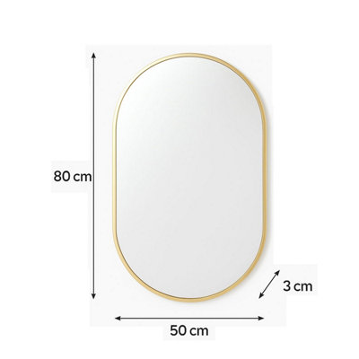 Melody Maison Gold Oval Frame Wall Mirror 80cm x 50cm