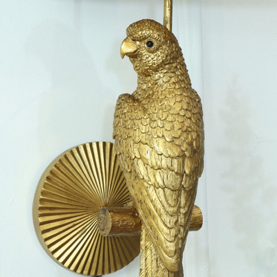 Melody Maison Gold Parrot Wall Light with Black Shade