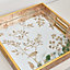 Melody Maison Gold Printed Mirrored Tray - 34cm x 34cm