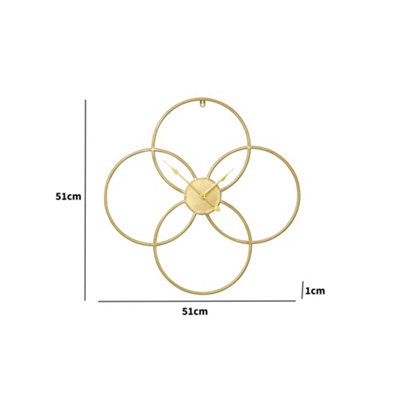 Melody Maison Gold Round Clover Wall Clock - 51cm x 51cm