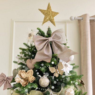 Melody Maison Gold Sparkly Glitter Star Shaped Christmas Tree Topper