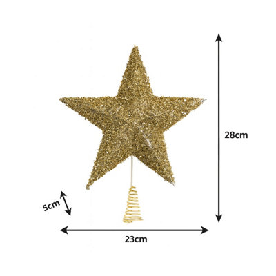 Melody Maison Gold Sparkly Glitter Star Shaped Christmas Tree Topper