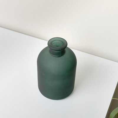 Melody Maison Green Frosted Glass Bottle Vase -18cm
