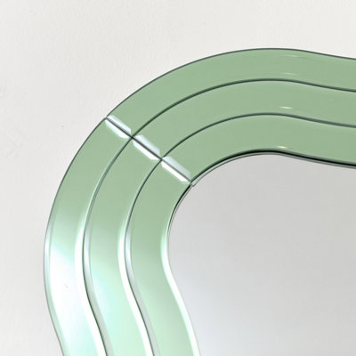 Melody Maison Green Glass Art Deco Wavy Wall Mirror - 80cm x 60cm