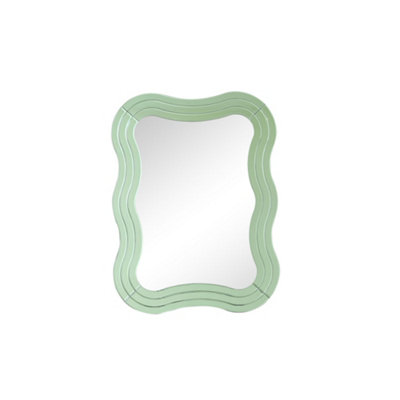 Melody Maison Green Glass Art Deco Wavy Wall Mirror - 80cm x 60cm