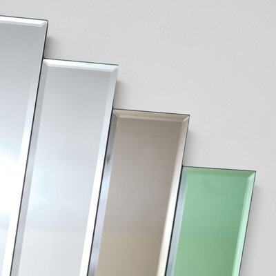 Melody Maison Green & Mocha Glass Art Deco Fan Wall Mirror 75cm x 68cm