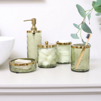 Melody Maison Green Patterned Soap Dispenser with Gold Rim