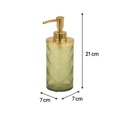 新品✨️ MATSON ソープボトル ホルダー 24金メッキ 陶器 ゴールドローズ Melody Maison Green Patterned Soap Dispenser with Gold Rim