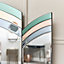 Melody Maison Green, Pink & Blue Glass Art Deco Triple Mirror 74cm x 60cm
