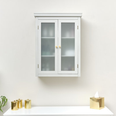 Melody Maison Grey Frosted Glass Fronted Wall Cabinet 75cm x 57cm