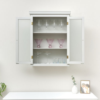 Melody Maison Grey Frosted Glass Fronted Wall Cabinet 75cm x 57cm