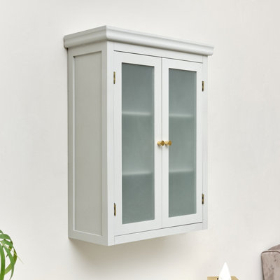 Glass fronted store wall cabinet