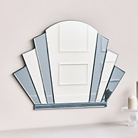 Melody Maison Grey Glass Art Deco Arch Fan Wall Mirror 80cm x 60cm