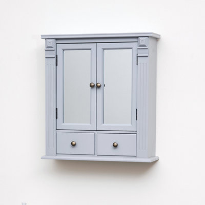 Melody Maison Grey Mirrored Bathroom Cabinet with Drawer Storage