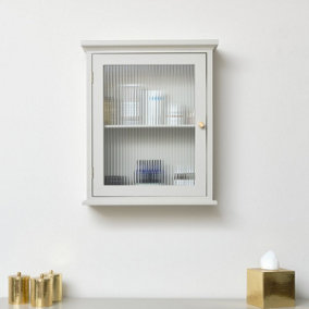 Melody Maison Grey Reeded Glass Fronted Wall Cabinet