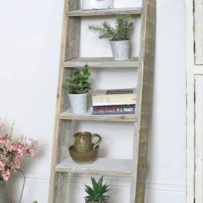 Rustic ladder shelving unit deals