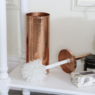 Melody Maison Hammered Copper Metal Toilet Brush Holder