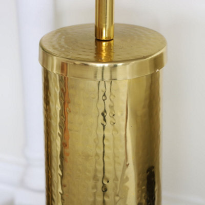 Melody Maison Hammered Gold Metal Toilet Brush Holder