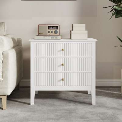 Melody Maison Large 3 Drawer Bedside Table - Hales White Range
